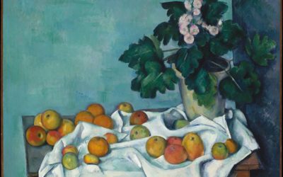 Postcard Stories – Still Life with Apples And A Pot of Primroses – ca. 1890 –Paul Cezanne, French – 1839-1906 – The Metropolitan Museum of Art